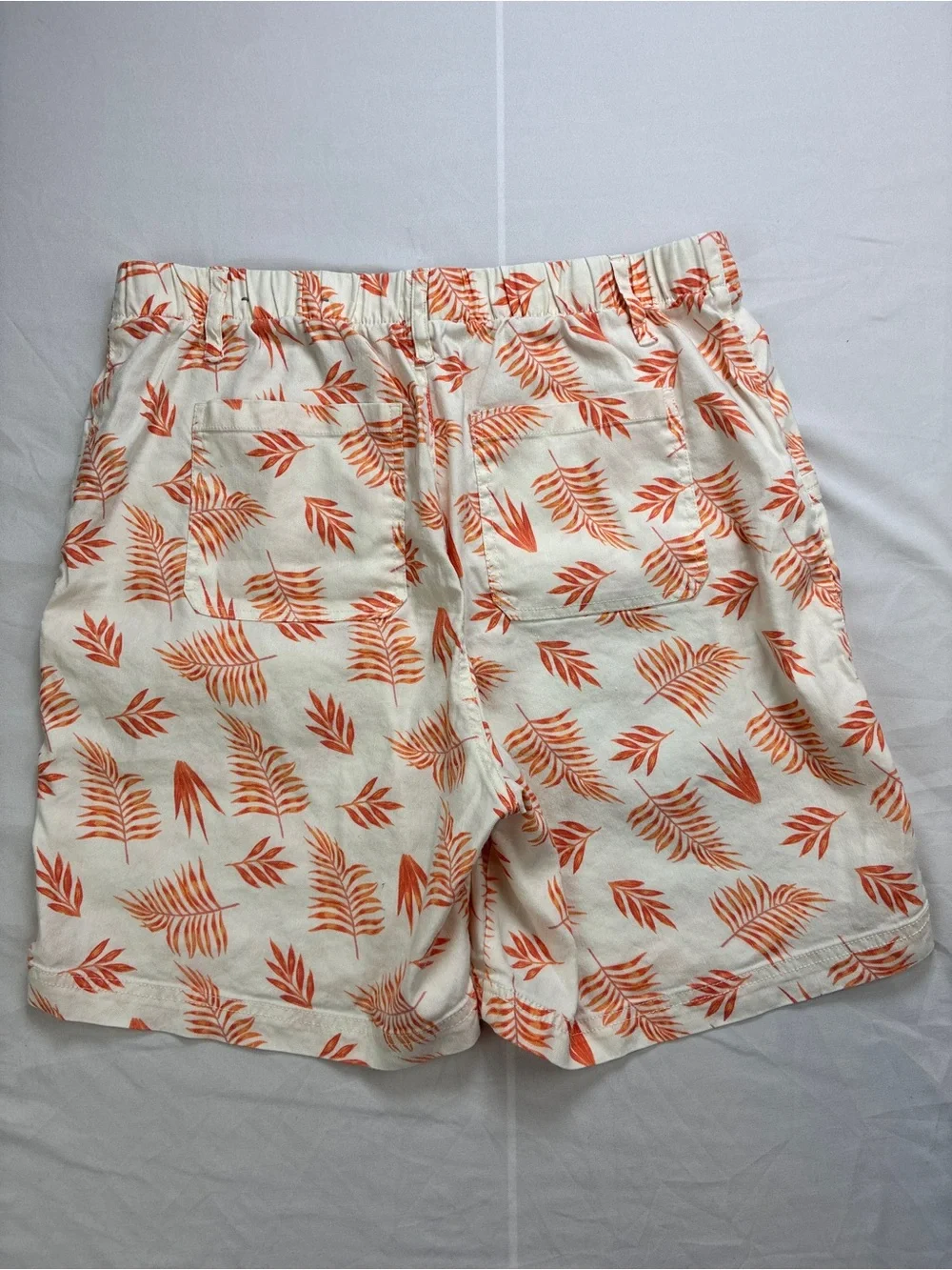 Soft Surroundings Summer Breeze Linen Blend Coral/Orange & Cream Shorts Sz M